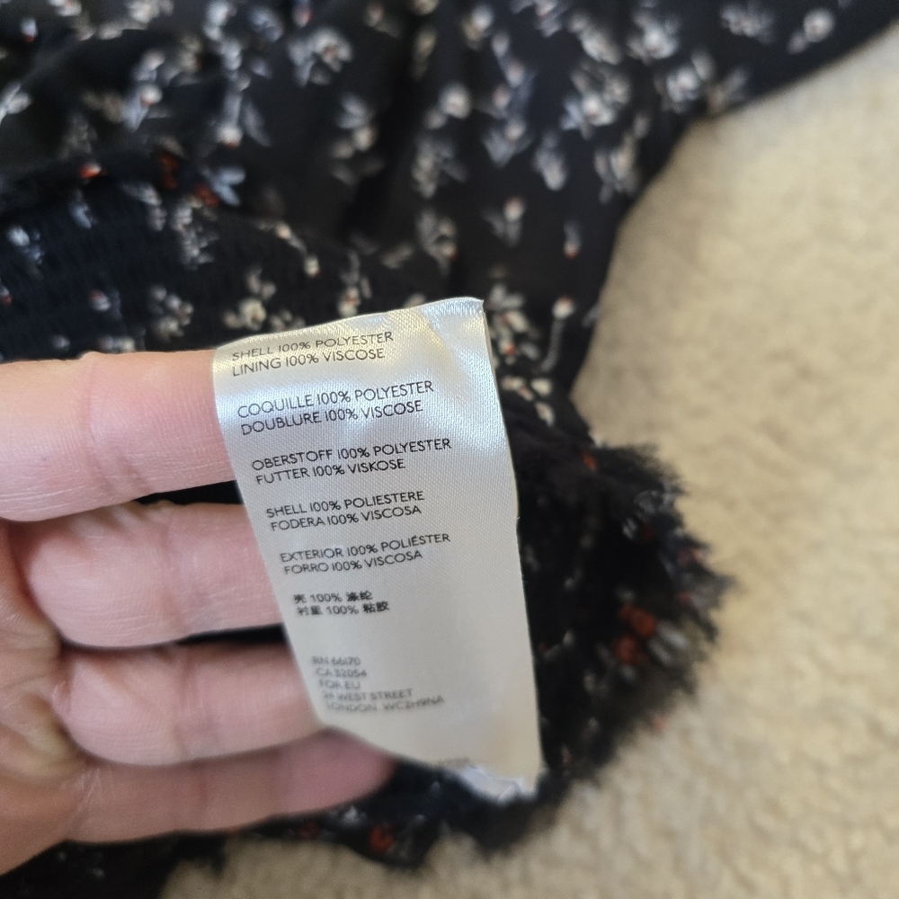 Free People Lolita Top Tiered Smocked Ruffle Raw Hem Drawstring Tie Long Sleeve - Picture 10 of 12